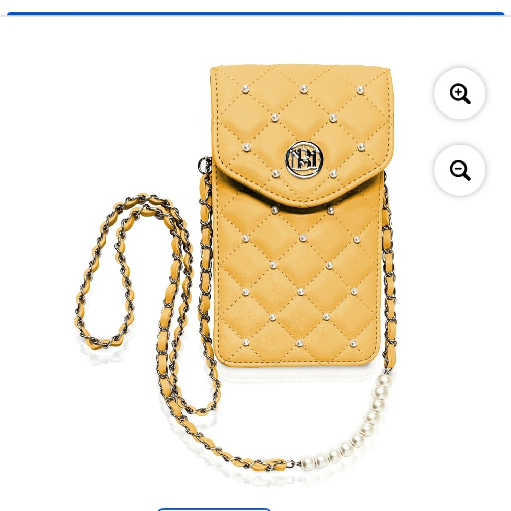 Badgley Mischka Yellow Strap Pearl Phone Case
